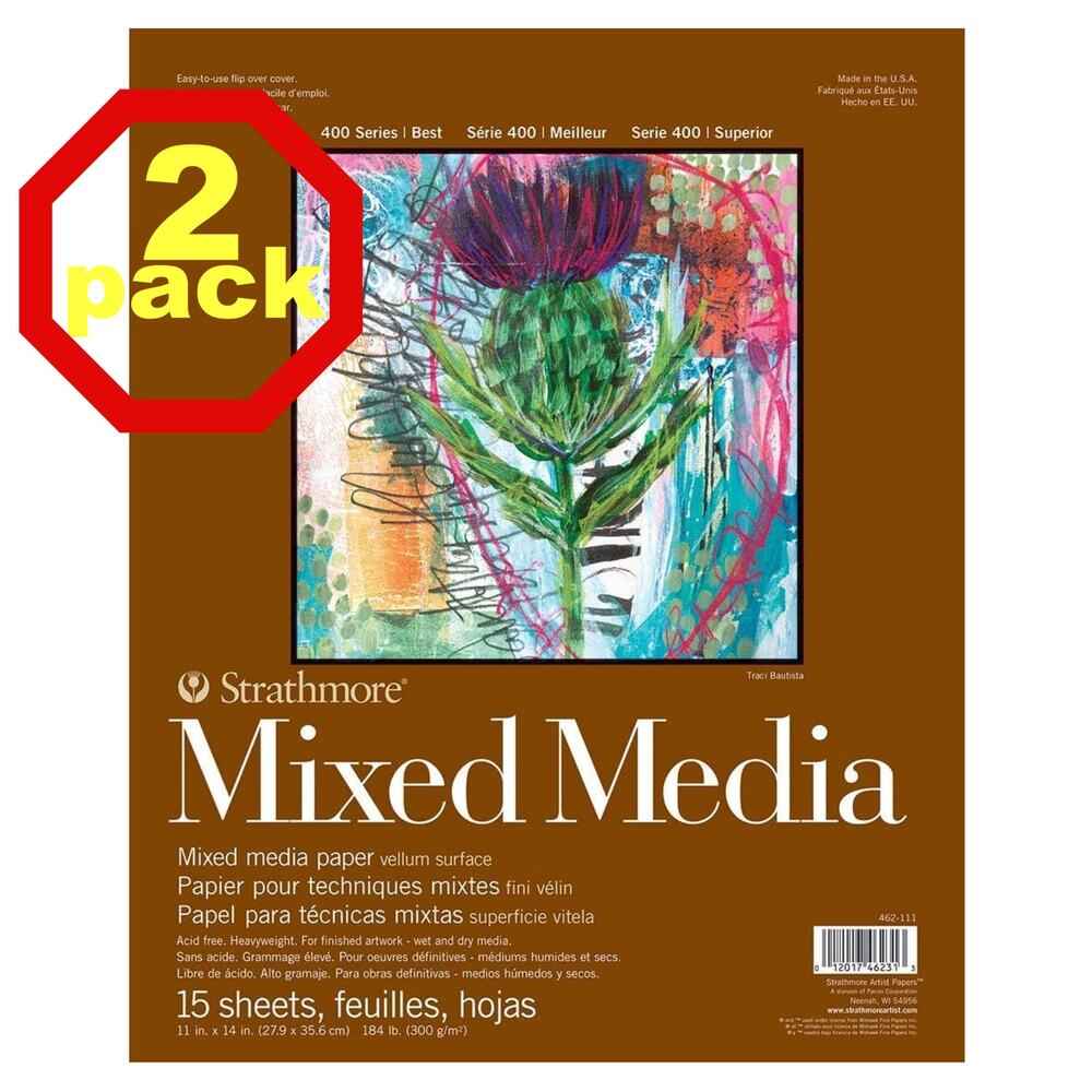 Strathmore 2-Pack 400 Series Mixed Media Pad 11"x14" 15 Sheets
